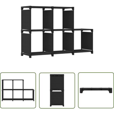 The Living Store Étagère d'affichage 5 cubes Noir 103x30x72,5 cm Tissu - Étagère Bibliothèque - Meuble Rangement - Étagère Design - Étagère Ouverte - Meuble Noir