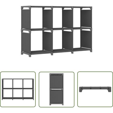 The Living Store Étagère d'affichage 6 cubes Gris 103x30x72,5 cm Tissu - Étagère - Bibliothèque - Rangement - Meuble Design - Intérieur