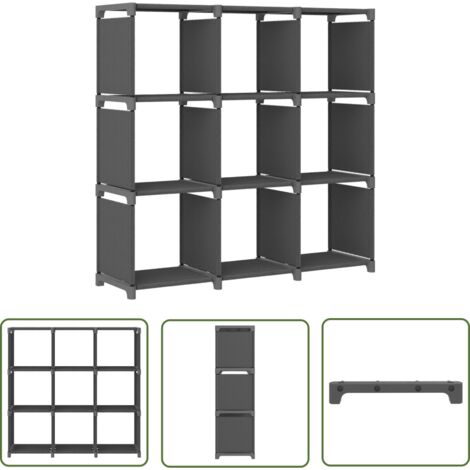 The Living Store Étagère d'affichage 9 cubes Gris 103x30x107,5 cm Tissu - Étagère - Bibliothèque - Rangement - Meuble Design - Intérieur