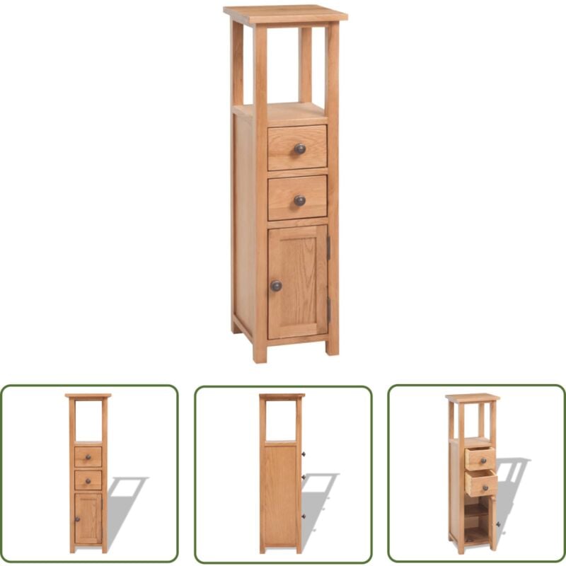 The Living Store - tagère d'angle 26x26x94 cm Bois de chêne massif - Etagere D'angle - Meuble Rangement - Bibliothèque - Commode - Chiffonnier