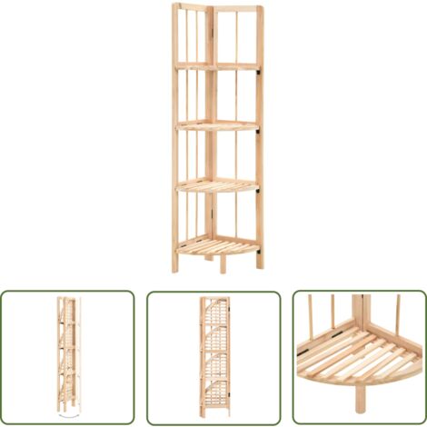 The Living Store Étagère d'angle bois de cèdre 27 x 27 x 110 cm - Étagère D'angle - Bibliothèque Murale - Meuble Rangement - Étagère Bois - Étagère Cèdre