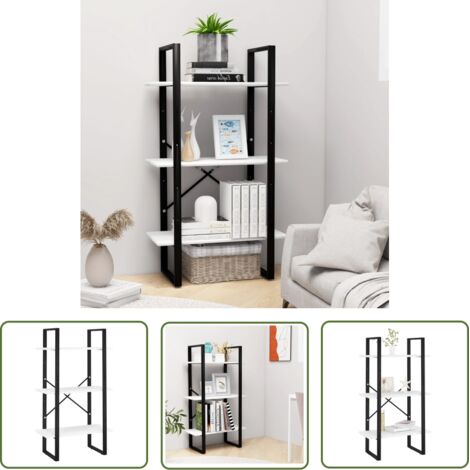 The Living Store Étagère de rangement blanc 60x30x105 cm bois d'ingénierie - Bibliothèque Blanche - Étagère De Rangement - Meuble De Rangement - Bibliothèque Design - Étagère En Métal