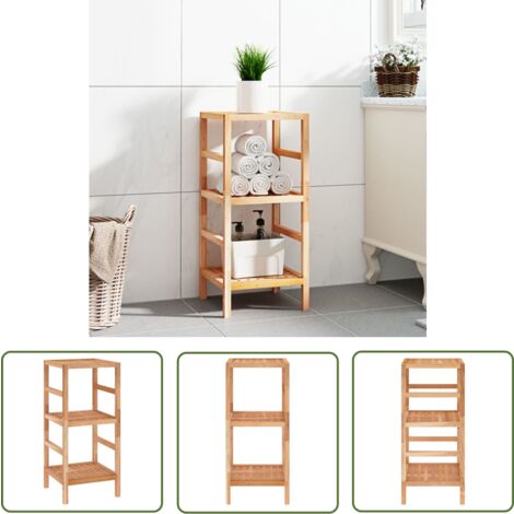 The Living Store Étagère de salle de bain 35,5x35,5x79 cm Bois massif de noyer - Étagère Salle De Bain - Bibliothèque Bois - Meuble Rangement - Étagère Suspendue - Étagère Chêne