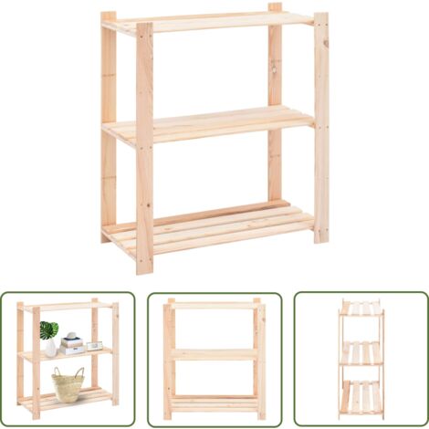 The Living Store Étagère de stockage 3 niveaux 80x38x90 cm Pin solide 150 kg - Étagère De Rangement - Étagère Industrielle - Meuble De Rangement - Rangement Intérieur - Meuble Atelier