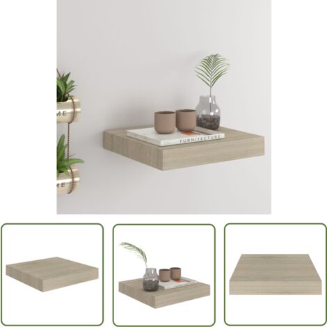 The Living Store Étagère flottante murale chêne 23x23,5x3,8 cm MDF - Étagère Murale - Étagère Flottante - Décoration Murale - Rangement Mural - Meuble Déco