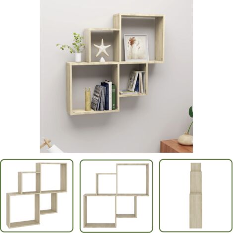 The Living Store Étagère murale cube Chêne sonoma 80x15x78,5cm Bois d’ingénierie - Étagère Murale - Étagère Cubique - Meuble Mural - Rangement Mural - Déco Murale