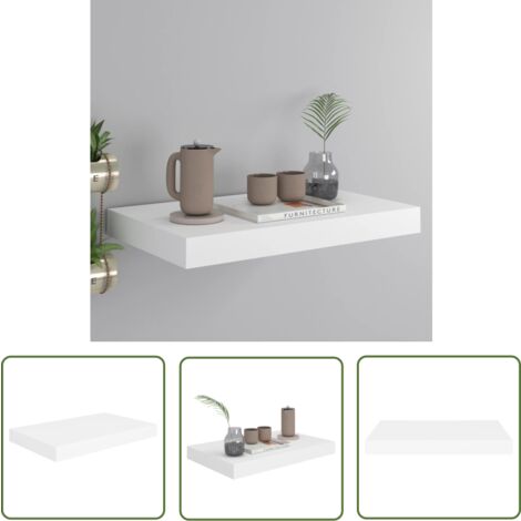 The Living Store Étagère murale flottante blanc 40x23x3,8 cm MDF - Étagère Murale - Étagère Flottante - Décoration Murale - Rangement Mural - Meuble Déco