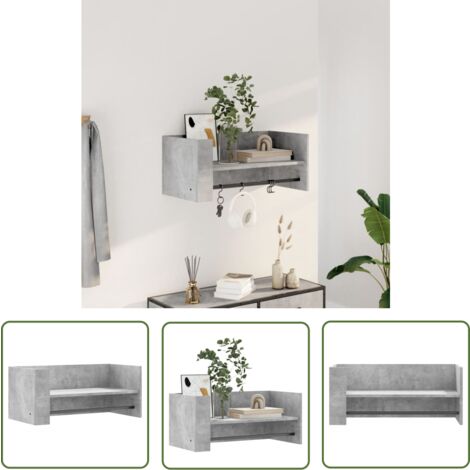 The Living Store Étagère murale gris béton 70,5x35x30,5 cm bois d'ingénierie - Étagère Murale - Étagère Flottante - Rangement Mural - Meuble De Rangement - Décoration Murale