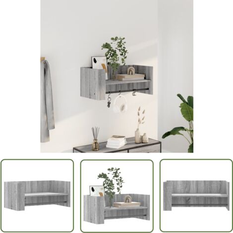 The Living Store Étagère murale sonoma gris 70,5x35x30,5 cm bois d'ingénierie - Étagère Murale - Étagère Flottante - Rangement Mural - Meuble Design - Décoration Murale