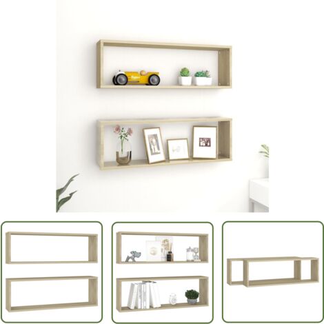 The Living Store Étagères cube murales 2 pcs chêne sonoma bois d'ingénierie - Etagere Murale - Etageres Murales - Étagère Cube - Étagères Cubes - Décoration Murale