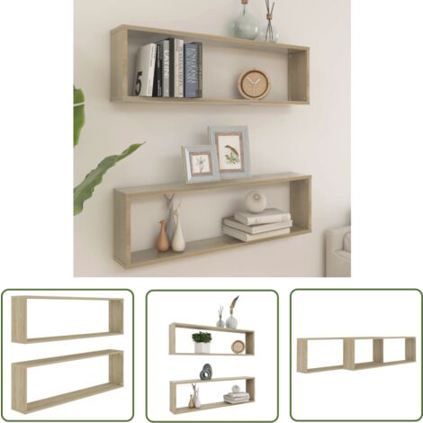 The Living Store Étagères cube murales 2 pcs chêne sonoma bois d'ingénierie - Etagere Murale - Etageres Murales - Étagère Cube - Étagères Cubes - Décoration Murale