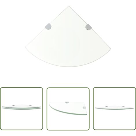 The Living Store Étagères d'angle 2 pcs et supports Verre Transparent 35x35 cm - Etagere Murale - Étagère D'angle - Étagère Transparente - Rangement Mural - Décoration Murale