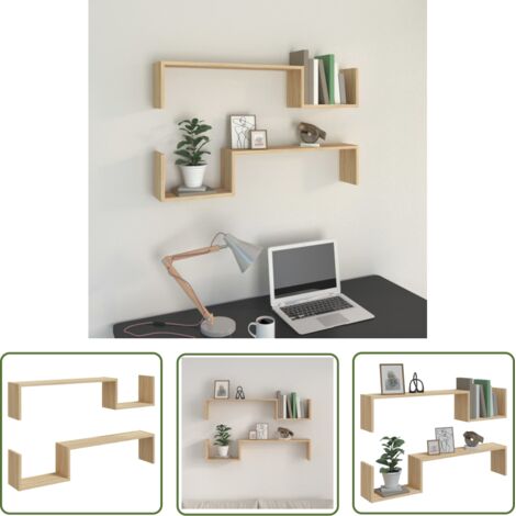 The Living Store Étagères murales 2 pcs chêne sonoma 100x15x20cm bois ingénierie - Etagere Murale - Etageres Murales - Étagère Flottante - Étagères Murales Flottantes - Décoration Murale