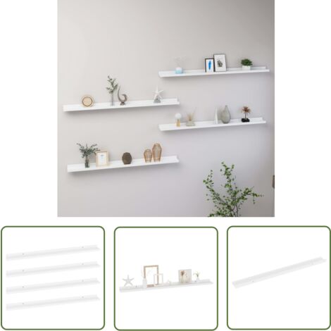 The Living Store Étagères murales 4 pcs Blanc 100x9x3 cm - Étagères Murales - Étagères Déco - Rangement Mural - Décoration Murale - Meubles Muraux