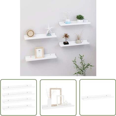 The Living Store Étagères murales 4 pcs Blanc 40x9x3 cm - Étagères Murales - Étagères Déco - Rangement Mural - Décoration Murale - Meubles Muraux