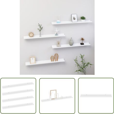 The Living Store Étagères murales 4 pcs Blanc 80x9x3 cm - Étagères Murales - Étagères Déco - Rangement Mural - Décoration Murale - Meubles Blancs