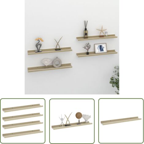 The Living Store Étagères murales 4 pcs blanc et chêne sonoma 60x9x3 cm - Étagères Murales - Étagères Déco - Rangement Mural - Décoration Murale - Meubles Design