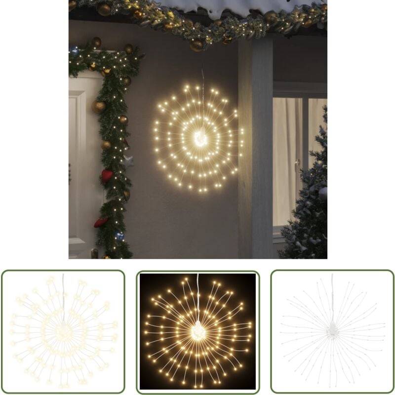 The Living Store - toile rayonnante de Noël 140 led blanc chaud 17 cm - Décoration De Noël - Éclairage Extérieur - Guirlande Lumineuse - Décoration