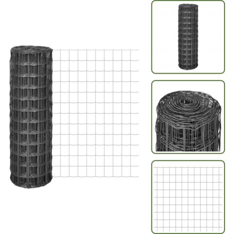 The Living Store Euro Valla de acero gris 10x1,2 m - Valla decorativa