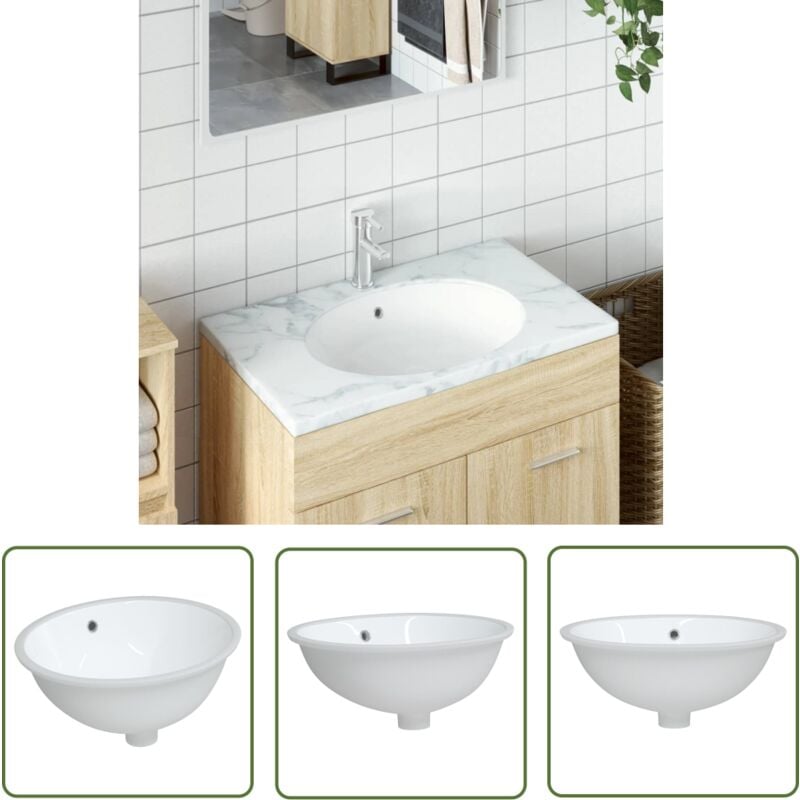 Vier de salle de bain blanc 47x39x21 cm ovale céramique - Évier De Salle De Bain - Lavabo - Lavabo Céramique - Évier Ovale - Meuble De Salle De Bain