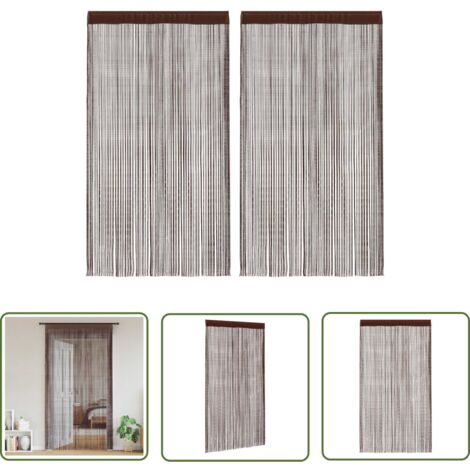 The Living Store Fadenvorhänge 2 Stk. 140 x 250 cm Braun - Fensterdeko - Vorhänge Braun - Wohnaccessoires - Gardinen Günstig - Wohnzimmer Deko