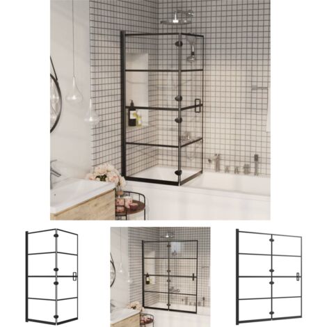 The Living Store Faltbare Duschkabine ESG 120x140 cm Schwarz - Duschkabinen & -türen