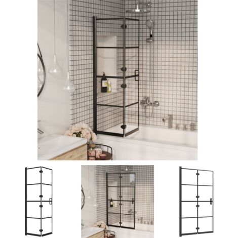 The Living Store Faltbare Duschkabine ESG 80x140 cm Schwarz - Duschkabinen & -türen