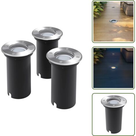 The Living Store Faretti Carrabili da Esterno a LED 3 pz Rotondi - Faretti da giardino