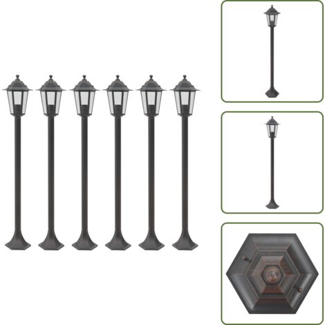 The Living Store Farolas de jardín aluminio bronce E27 110 cm 6 unidades - Farola de jardín aluminio