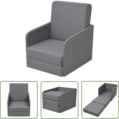 The Living Store Fauteuil convertible gris clair tissu - Chaise Convertible - Fauteuil Convertible - Canapé Lit - Meuble Pliable - Mobilier Design