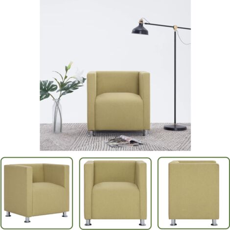 The Living Store Fauteuil cube Vert Tissu - Fauteuil Convertible - Fauteuil Design - Fauteuil Vert - Fauteuil Cosy - Fauteuil Relaxant