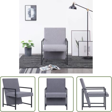 The Living Store Fauteuil gris clair tissu - Fauteuil Moderne - Fauteuil Design - Chaise Confort - Fauteuil Gris - Fauteuil Salle À Manger