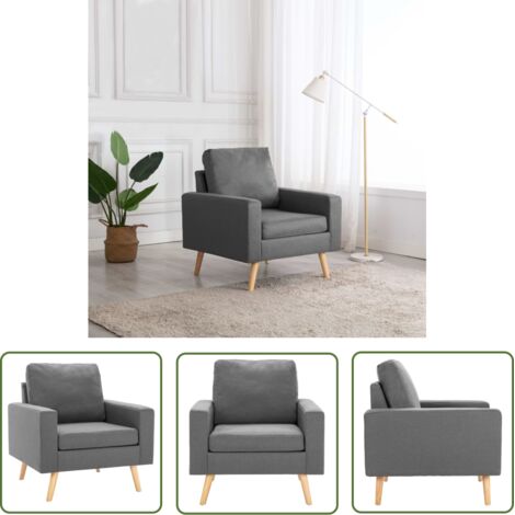 The Living Store Fauteuil gris foncé tissu - Fauteuil Gris - Chaise Confort - Meuble Salon - Fauteuil Design - Chaise Relaxante