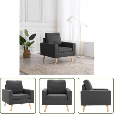 The Living Store Fauteuil gris foncé tissu - Fauteuil Gris - Chaise Design - Meuble Salon - Fauteuils Confortables - Mobilier Intérieur