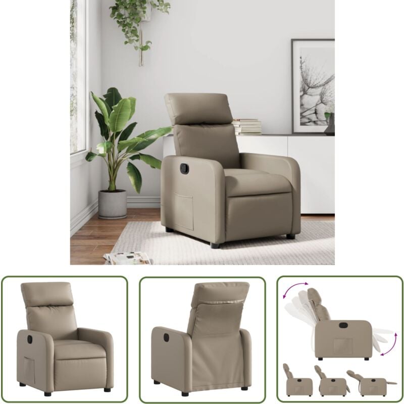 The Living Store - Fauteuil inclinable Cappuccino Similicuir - Fauteuil Inclinable - Fauteuil Relax - Chaise Inclinable - Canapé Inclinable