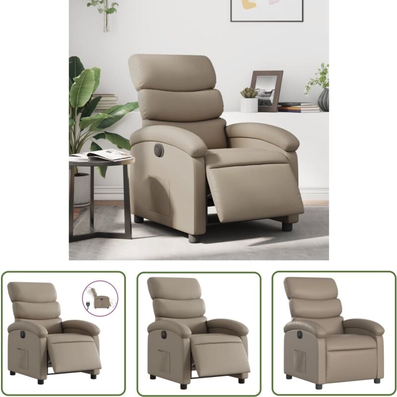 The Living Store - Fauteuil inclinable électrique Cappuccino Similicuir - Fauteuil Inclinable Électrique - Fauteuil Relax - Chaise Inclinable