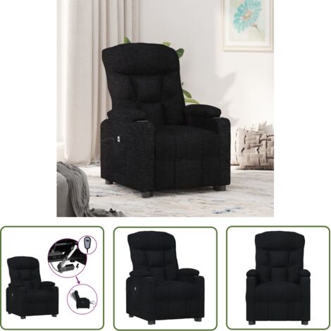 The Living Store Fauteuil inclinable électrique Noir Tissu - Fauteuil Inclinable Électrique - Chaise Relaxante - Fauteuil Cuir - Fauteuil Design - Fauteuil Moderne