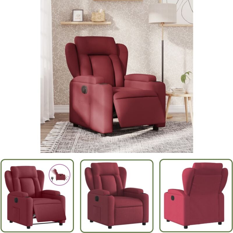 The Living Store - Fauteuil inclinable électrique Rouge bordeaux Tissu - Fauteuil Inclinable Électrique - Fauteuil Relax - Chaise Inclinable