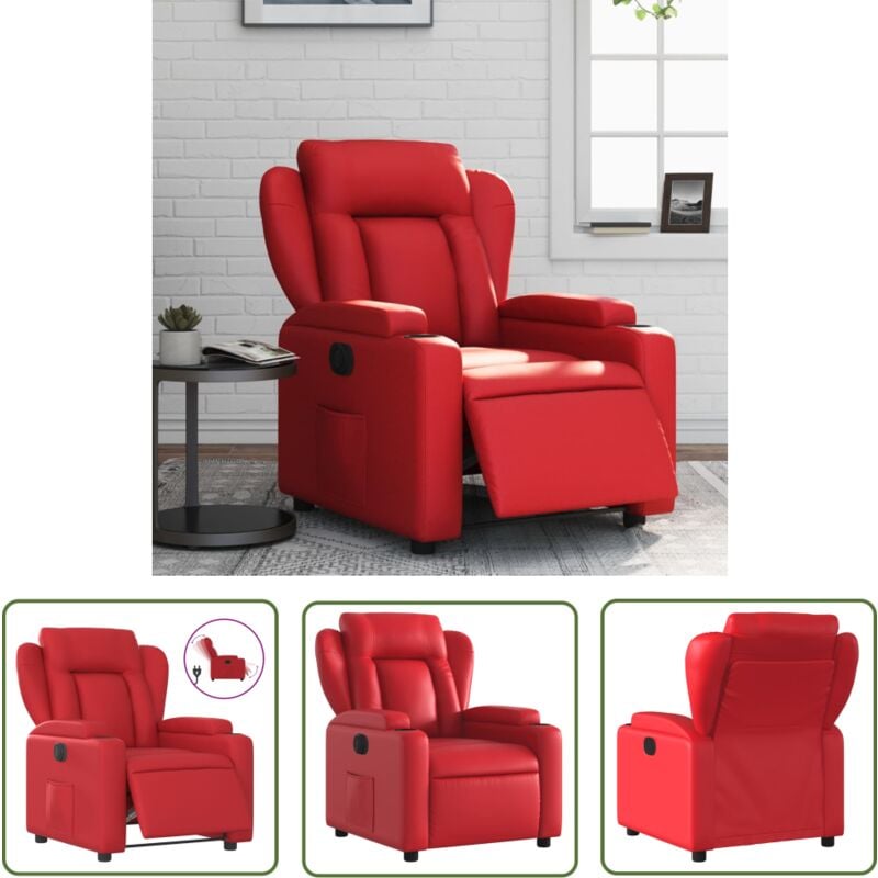 The Living Store - Fauteuil inclinable électrique Rouge Similicuir - Fauteuil Inclinable Électrique - Fauteuil Relax - Chaise Ergonomique - Fauteuil
