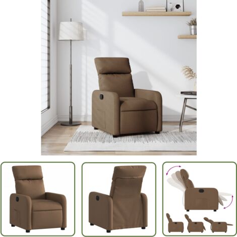 The Living Store Fauteuil inclinable Marron Tissu - Fauteuil Inclinable - Chaise Relaxante - Fauteuil Confortable - Fauteuil Design - Mobilier Salon