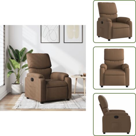 The Living Store Fauteuil inclinable Marron Tissu - Fauteuil Inclinable - Chaise Relaxante - Fauteuil Confortable - Fauteuil Design - Mobilier Salon