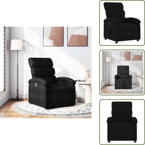 The Living Store Fauteuil inclinable Noir Tissu - Fauteuil Inclinable - Chaise Relaxante - Fauteuil Confortable - Fauteuil Design - Mobilier Intérieur