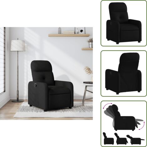 The Living Store Fauteuil inclinable Noir Tissu - Fauteuil Inclinable - Chaise Relaxante - Fauteuil Confortable - Fauteuil Design - Mobilier Intérieur