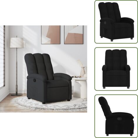 The Living Store Fauteuil inclinable Noir Tissu - Fauteuil Inclinable - Chaise Relaxante - Fauteuil Confortable - Fauteuil Design - Mobilier Intérieur