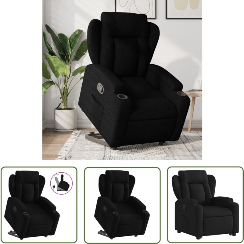 The Living Store - Fauteuil inclinable noir tissu - Fauteuil Inclinable - Fauteuil Relax - Fauteuil Électrique - Fauteuil Senior - Fauteuil