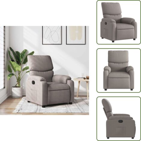 The Living Store Fauteuil inclinable Taupe Tissu - Fauteuil Inclinable - Chaise Relaxante - Fauteuil Ergonomique - Fauteuil Confortable - Fauteuil Design