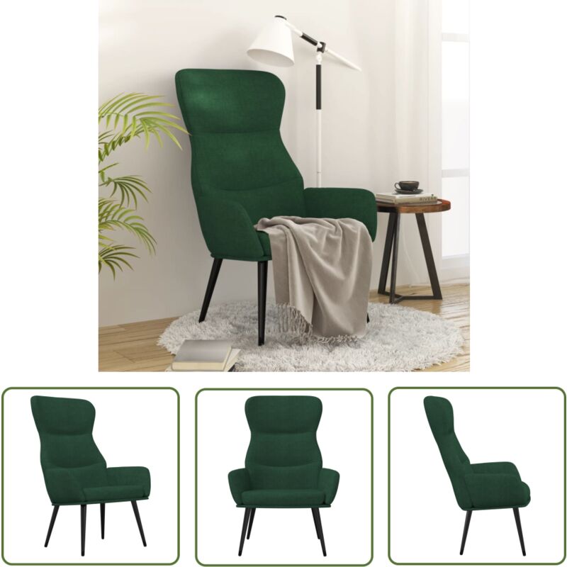 The Living Store - Fauteuil inclinable Vert foncé Tissu - Chaise Relaxante - Fauteuil Détente - Chaise Confortables - Mobilier Intérieur - Chaises