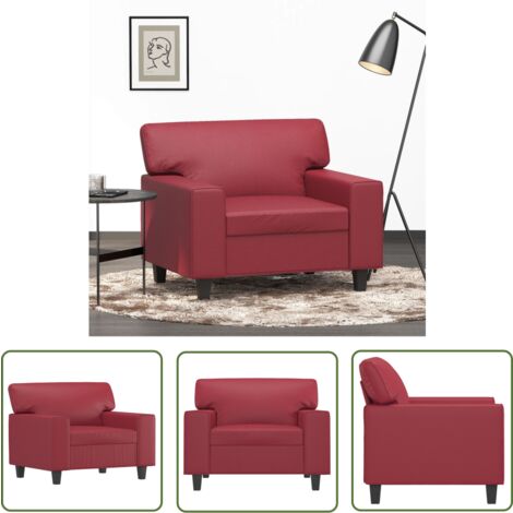 The Living Store Fauteuil Rouge bordeaux 60 cm Similicuir - Fauteuil Rouge - Fauteuils Confortables - Canapé Modulaire - Canapé Tissu - Chaise Lounge
