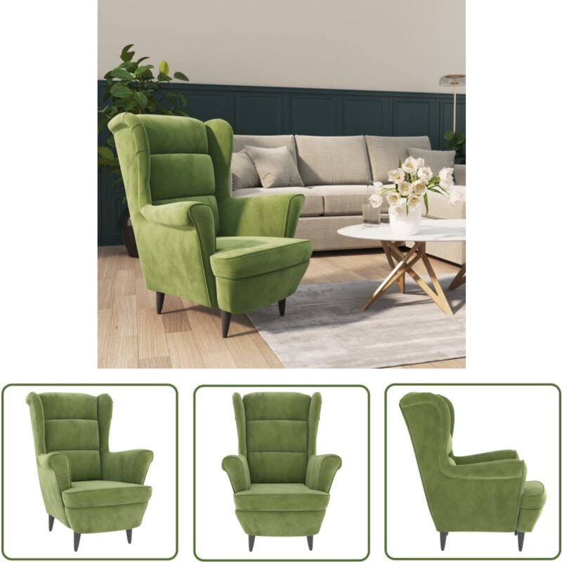 Fauteuil vert clair velours - Fauteuil Vert - Fauteuil Velours - Chaise Confort - Meuble Salon - Mobilier Intérieur - The Living Store