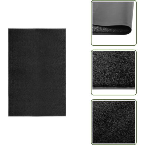 The Living Store Felpudo lavable negro 120x180 cm - Felpudo negro